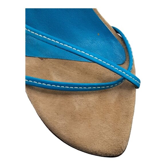 Kenneth Cole New York Women's Blue Leather Sandals Zipper Open Toe Heel Size 7 - Picture 7 of 10